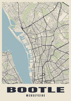 Street map poster of Bootle, Merseyside