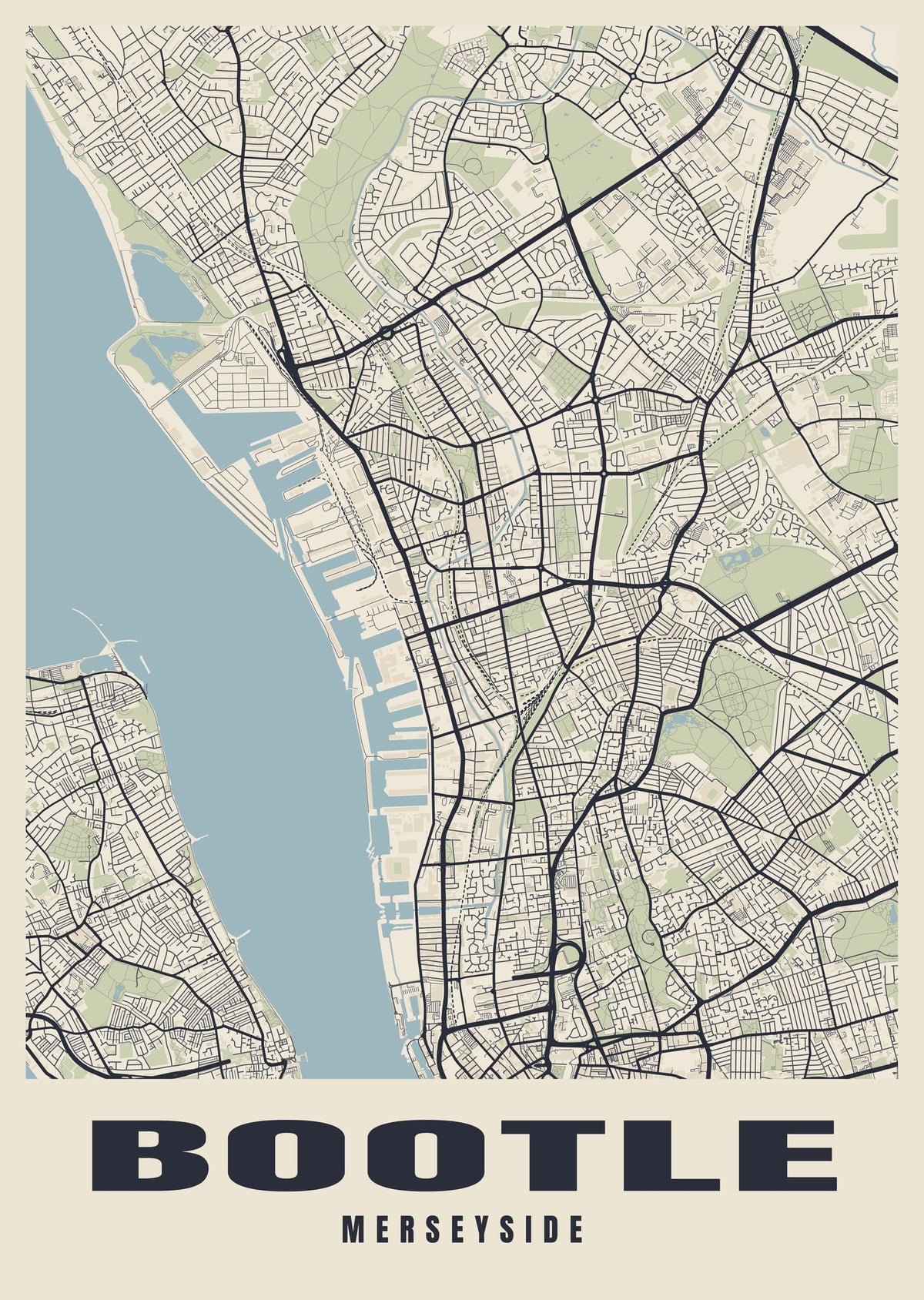 Street map poster of Bootle, Merseyside