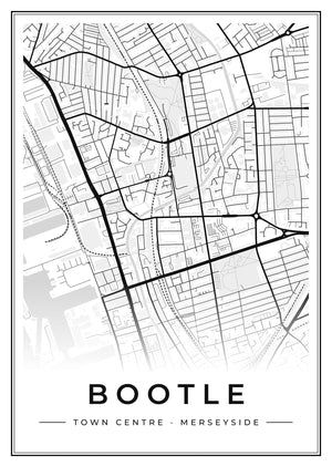 Bootle Town Centre Street Map Poster