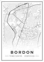Street map poster of Bordon town centre, Hampshire