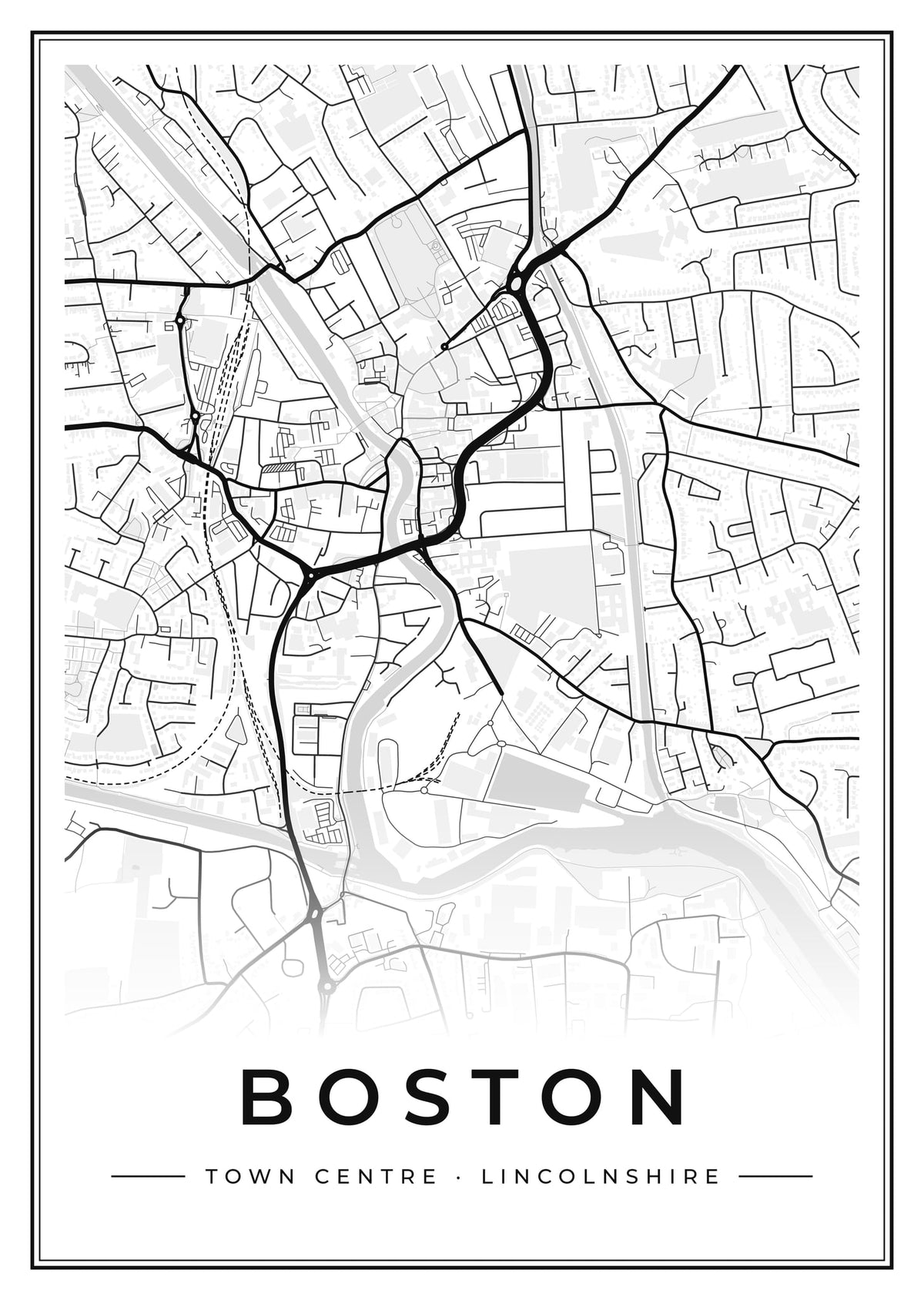 Street map poster of Boston town centre, Lincolnshire