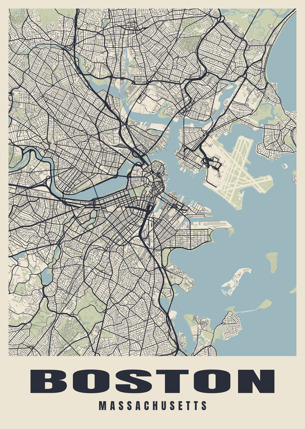 Street map poster of Boston, Massachusetts