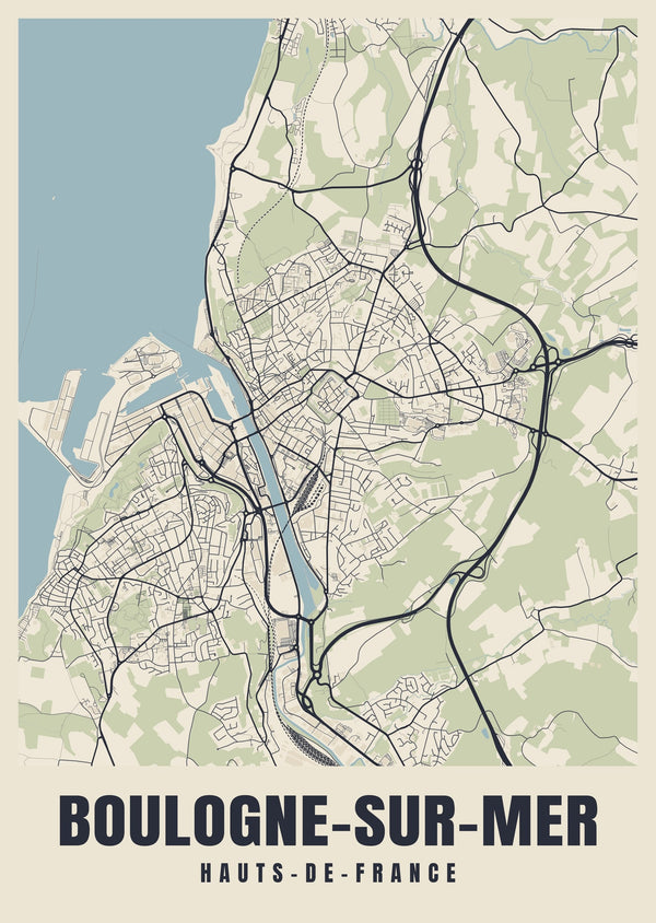 Boulogne-sur-Mer Street Map Poster