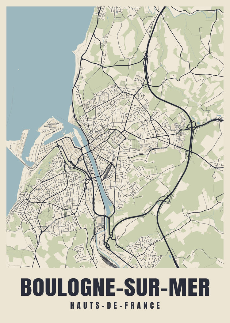 Boulogne-sur-Mer Street Map Poster