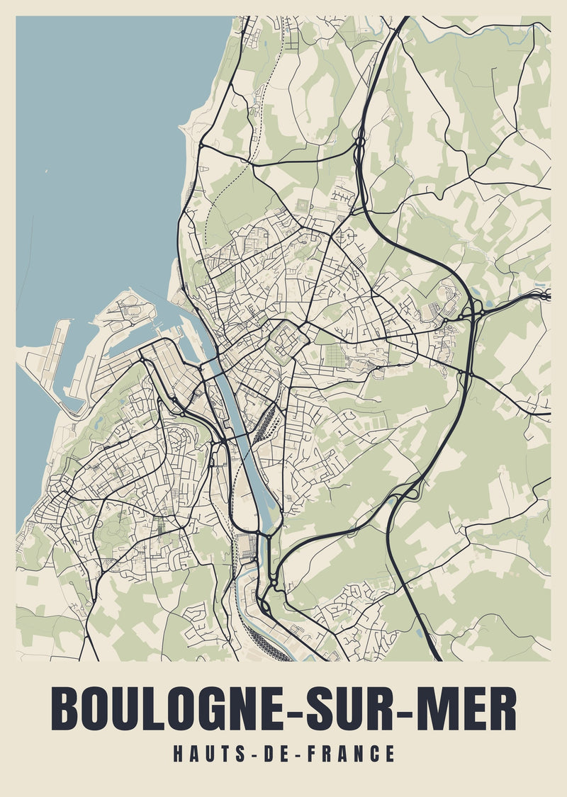 Boulogne-sur-Mer Street Map Poster