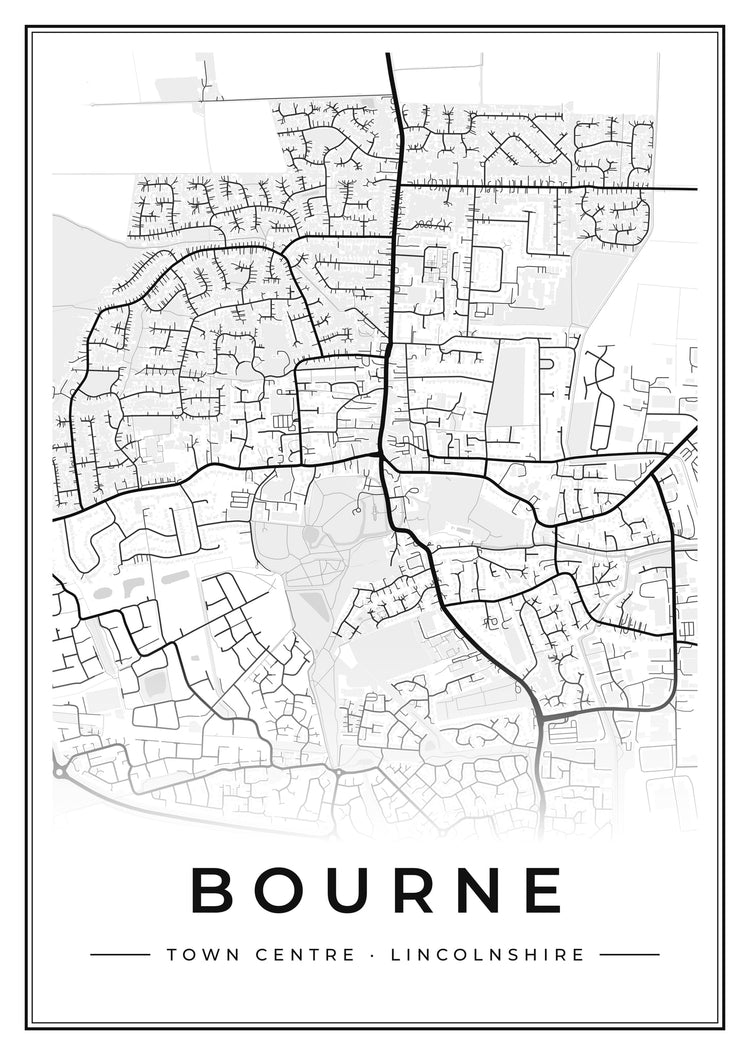 Bourne Town Centre Street Map Poster