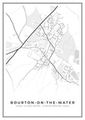 Street map poster of Bourton-on-the-Water village centre, Gloucestershire