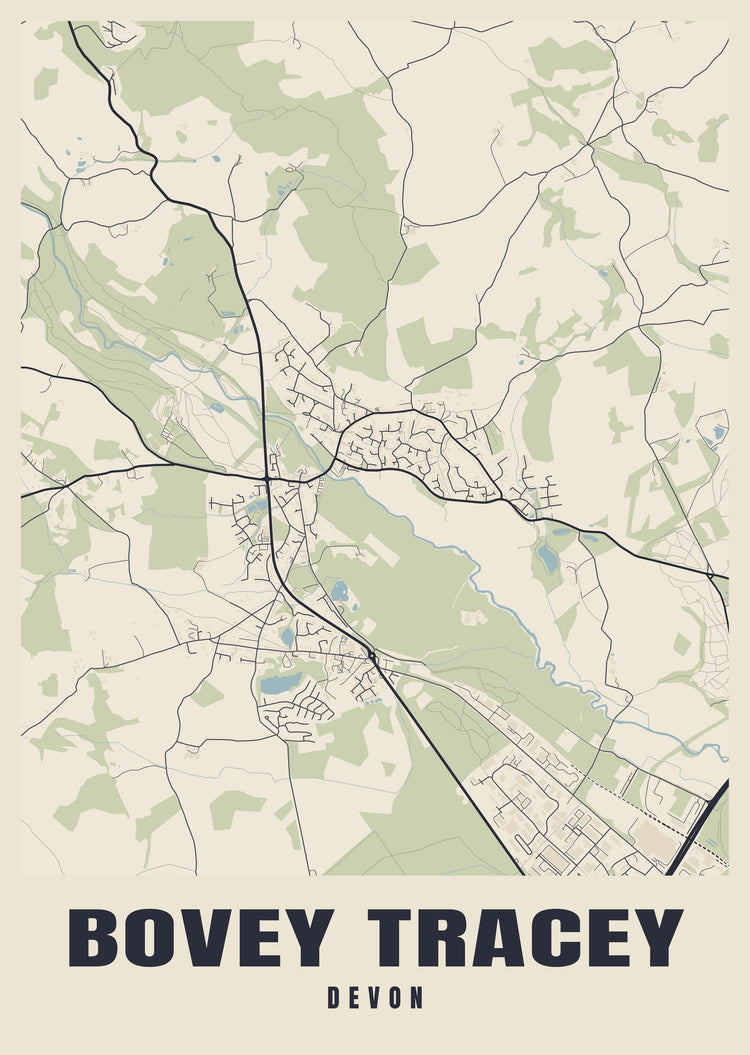 Bovey Tracey Street Map Poster