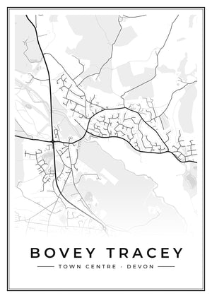 Bovey Tracey Town Centre Street Map Poster