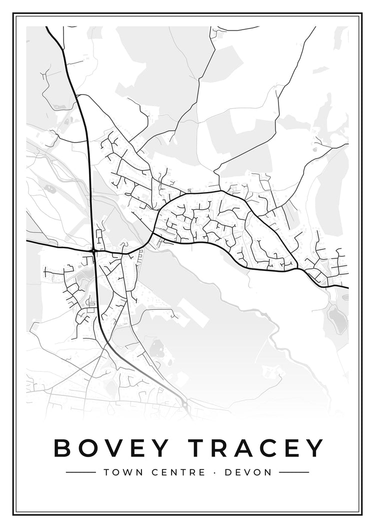 Bovey Tracey Town Centre Street Map Poster