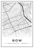 Street map poster of Bow, Tower Hamlets, London