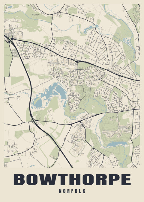 Bowthorpe Street Map Poster