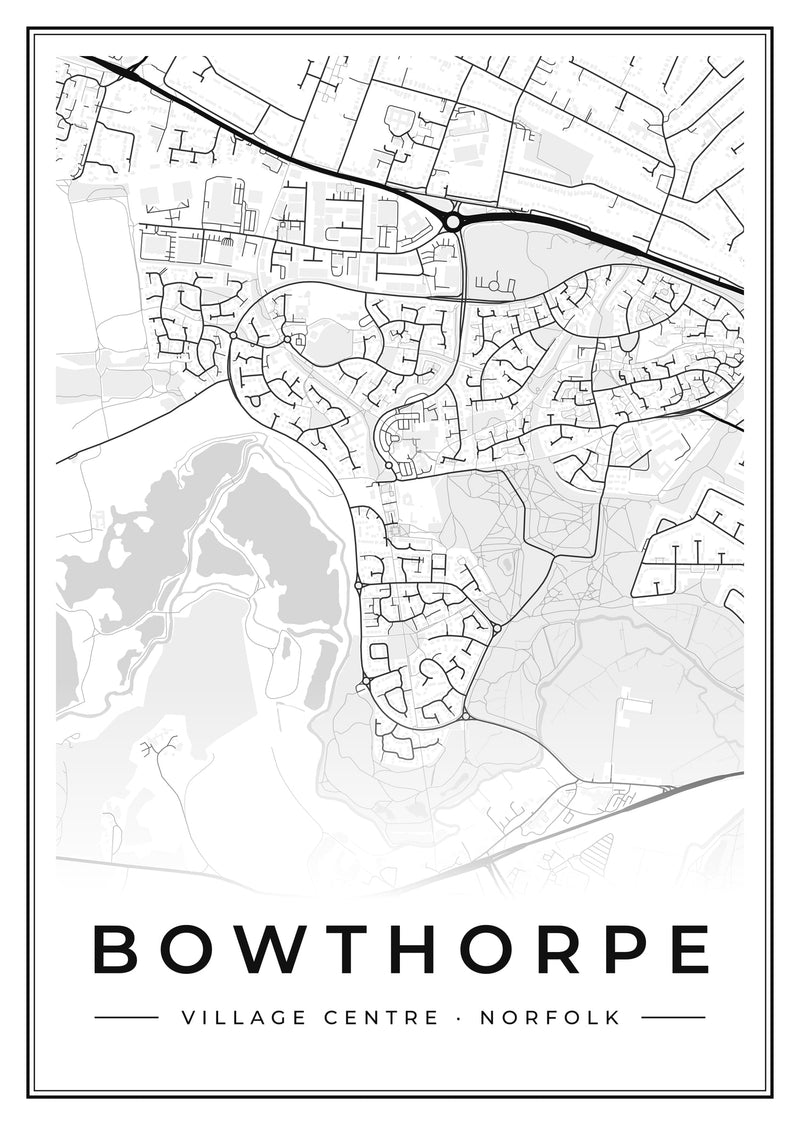Bowthorpe Village Centre Street Map Poster