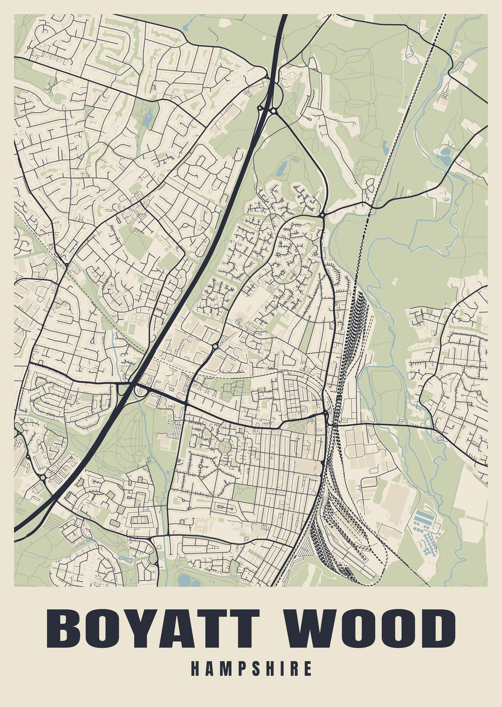 Street map poster of Boyatt Wood, Hampshire