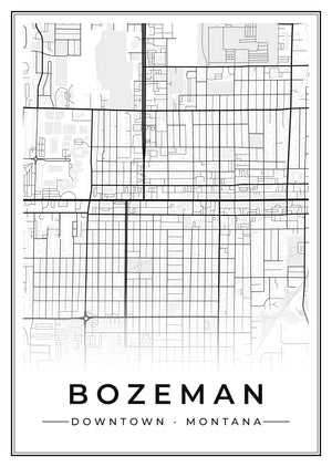 Bozeman Downtown Street Map Poster