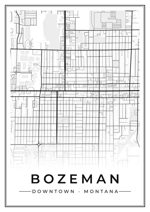 Bozeman Downtown Street Map Poster