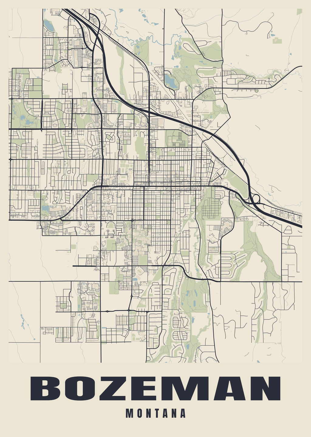 Street map poster of Bozeman, Montana