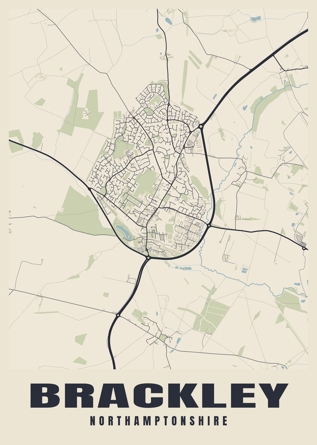 Street map poster of Brackley, Northamptonshire