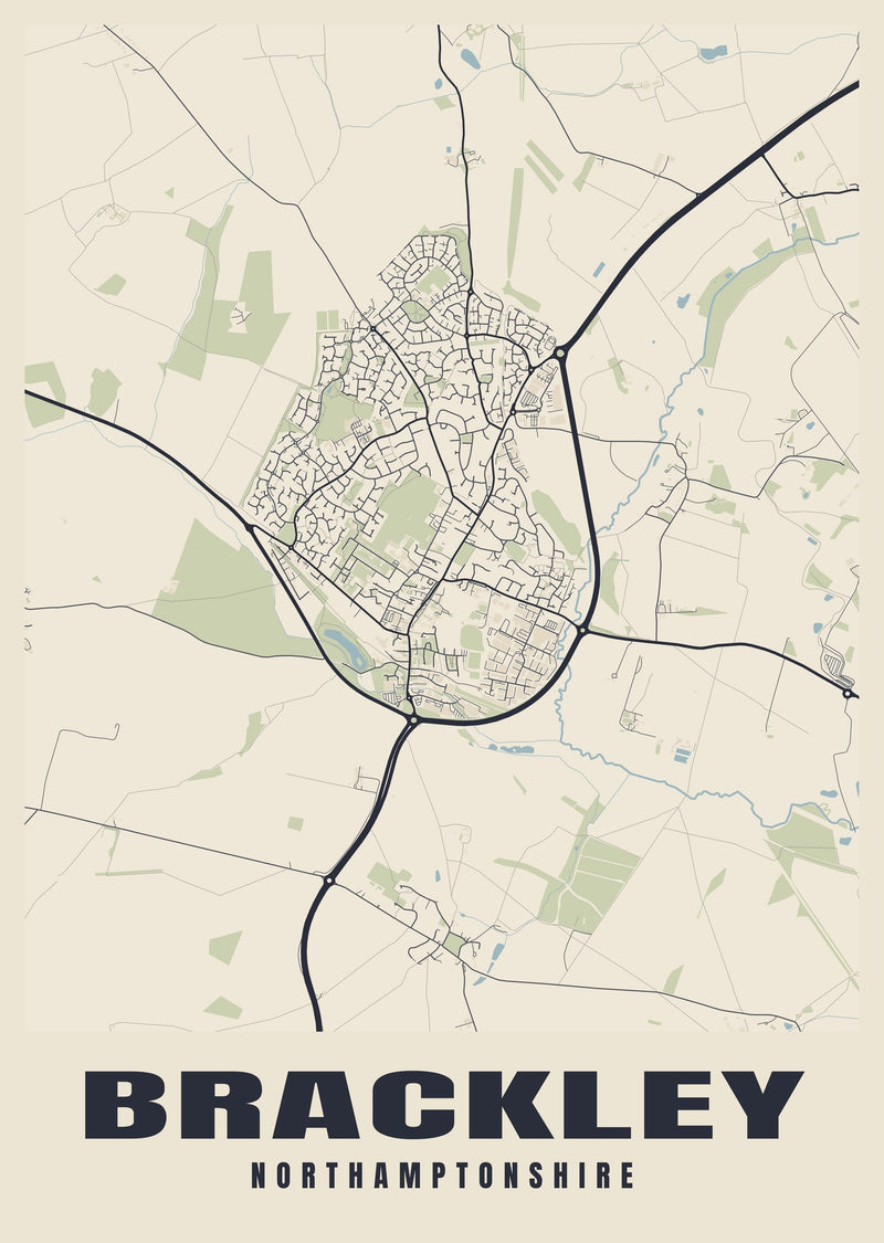 Brackley Street Map Poster
