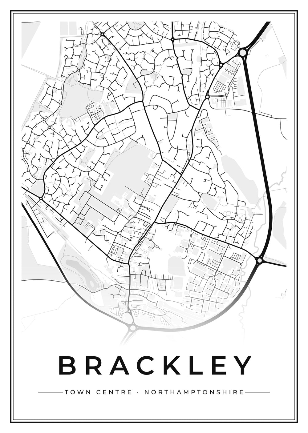 Brackley Town Centre Street Map Poster
