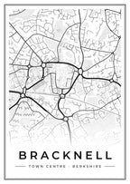 Street map poster of Bracknell town centre, Berkshire