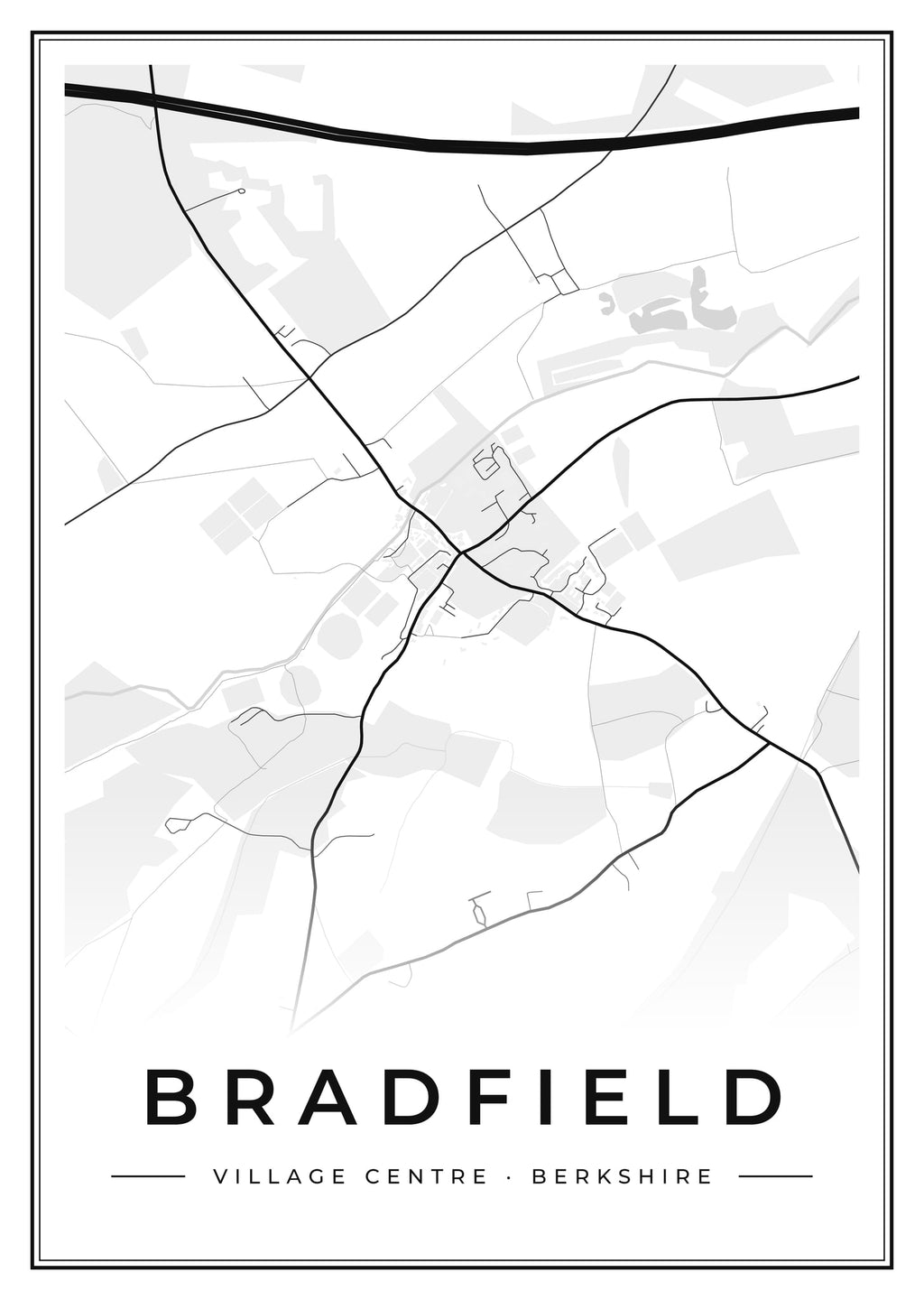 Street map poster of Bradfield village centre, Berkshire