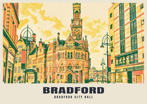 Bradford City Hall poster, Riso-inspired style