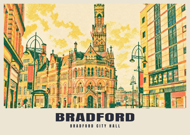 Bradford City Hall Riso-inspired Poster