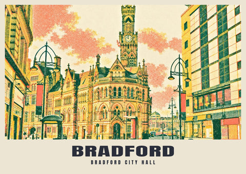 Bradford City Hall Riso-inspired Poster