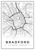 Street map poster of Bradford city centre, Yorkshire