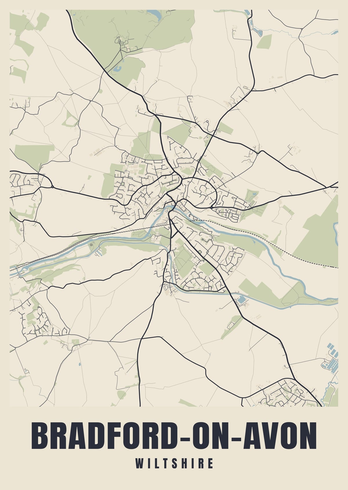 Street map poster of Bradford-on-Avon, Wiltshire