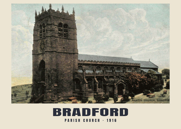 Parish Church, Bradford — 1916 · Historic photographic postcard print