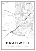 Street map poster of Bradwell village centre, Norfolk