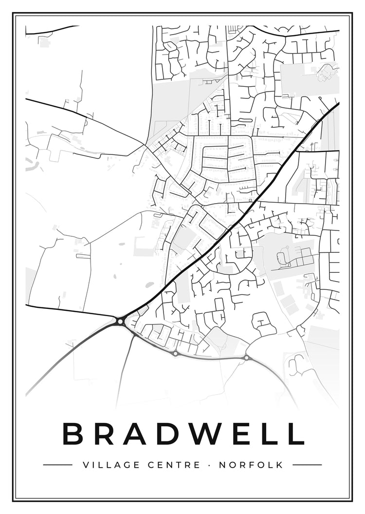 Bradwell Village Centre Street Map Poster