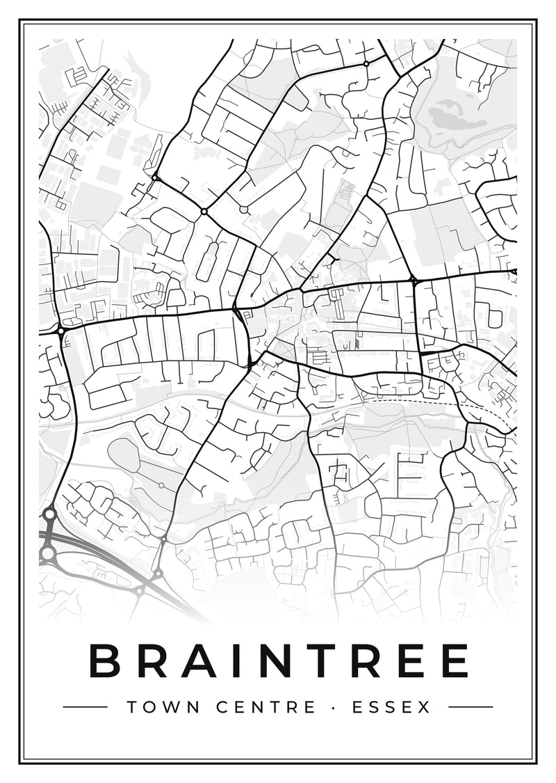 Braintree Town Centre Street Map Poster