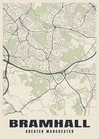 Street map poster of Bramhall, Greater Manchester