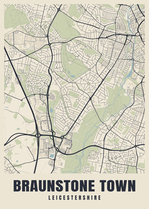 Braunstone Town Street Map Poster