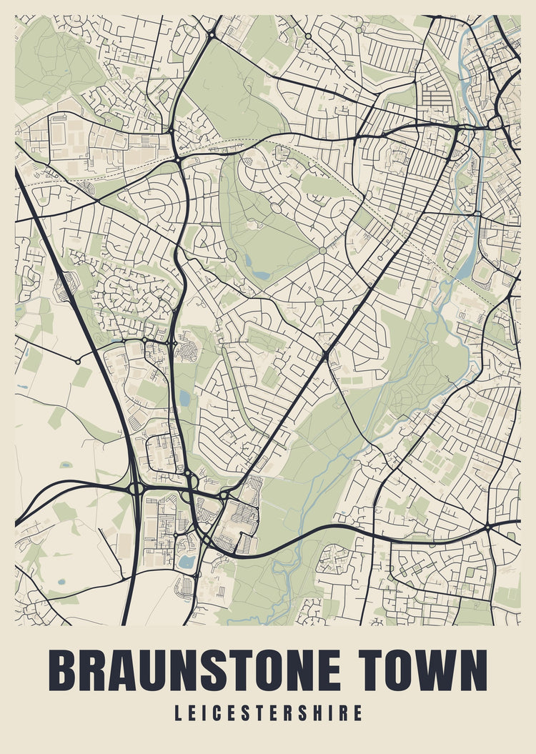 Braunstone Town Street Map Poster