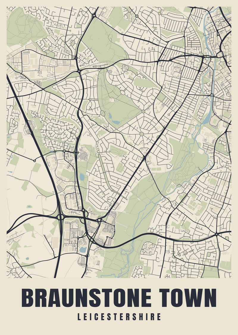 Braunstone Town Street Map Poster