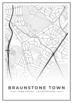 Braunstone Town Town Centre Street Map Poster