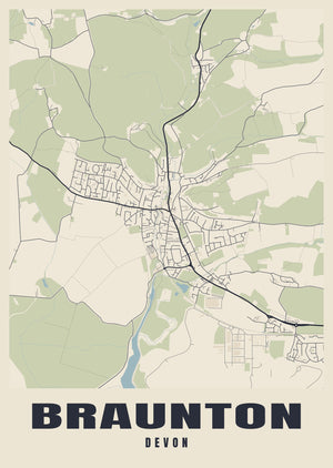 Braunton Street Map Poster