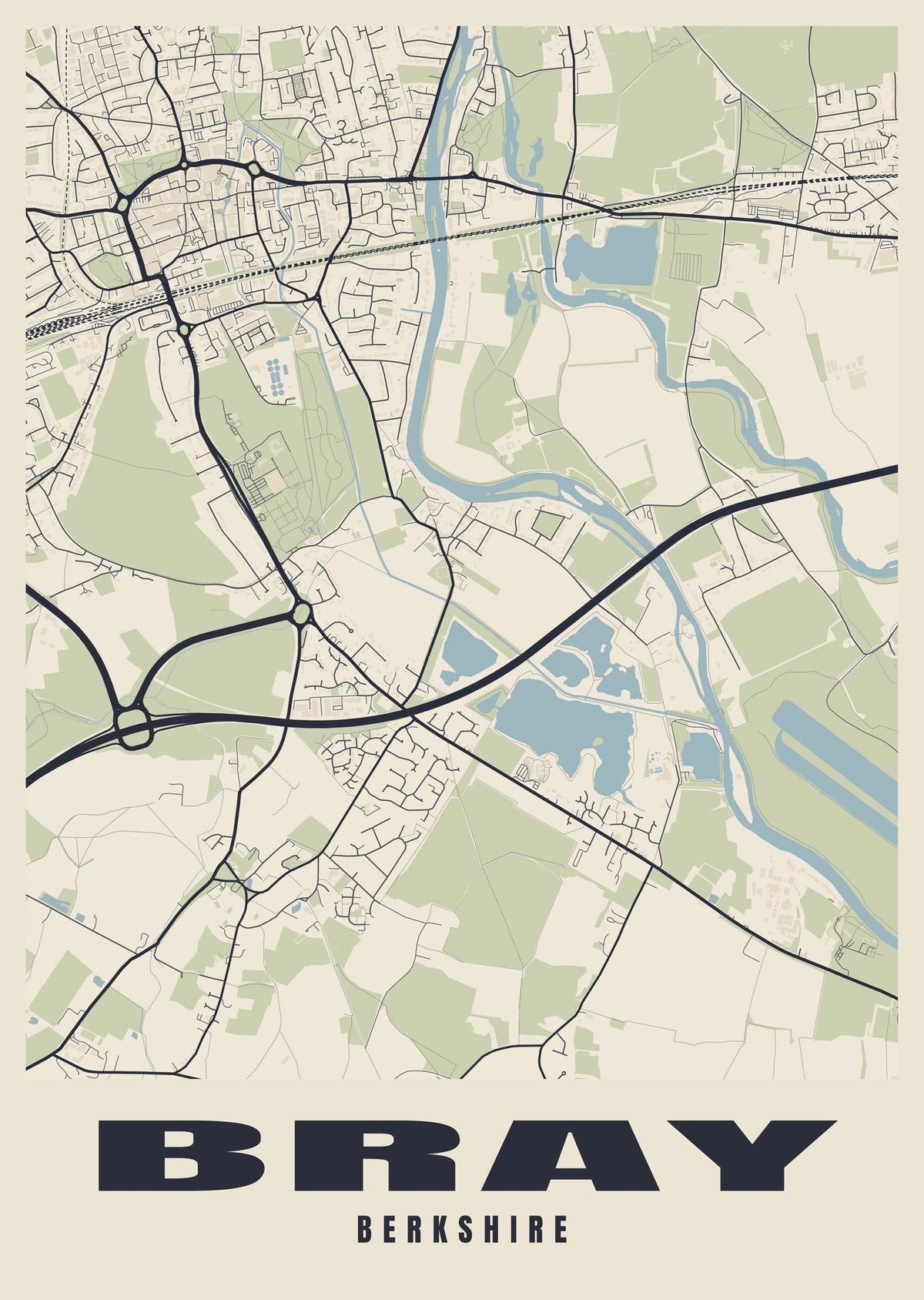 Street map poster of Bray, Berkshire