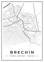 Street map poster of Brechin town centre, Angus