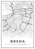 Street map poster of Breda city centre, North Brabant