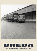 Rail wagon on road transporter, Breda, 1968 heritage photograph