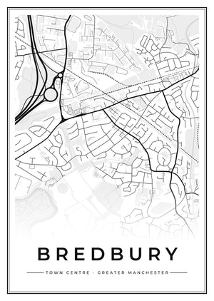 Bredbury Town Centre Street Map Poster