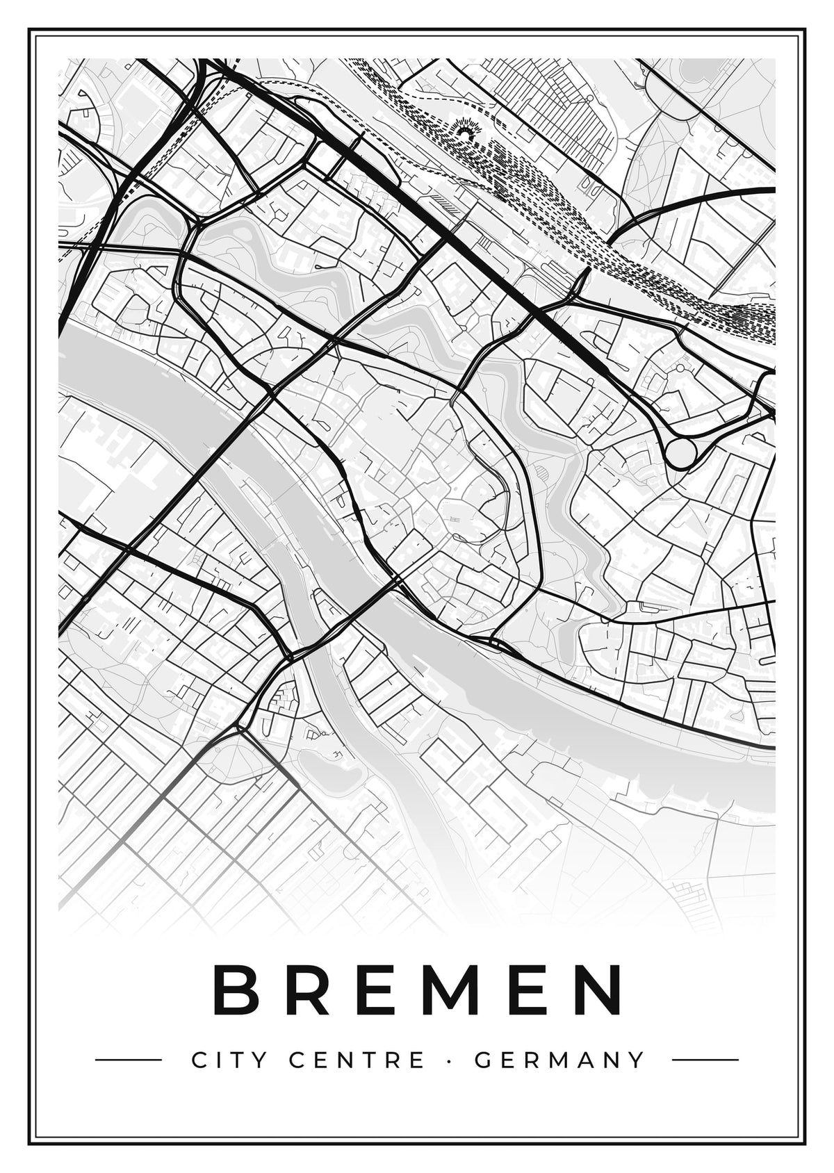 Street map poster of Bremen city centre