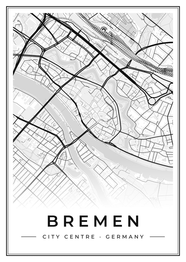 Bremen City Centre Street Map Poster