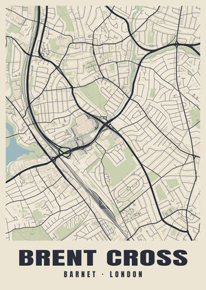Brent Cross Heritage Street Map Poster