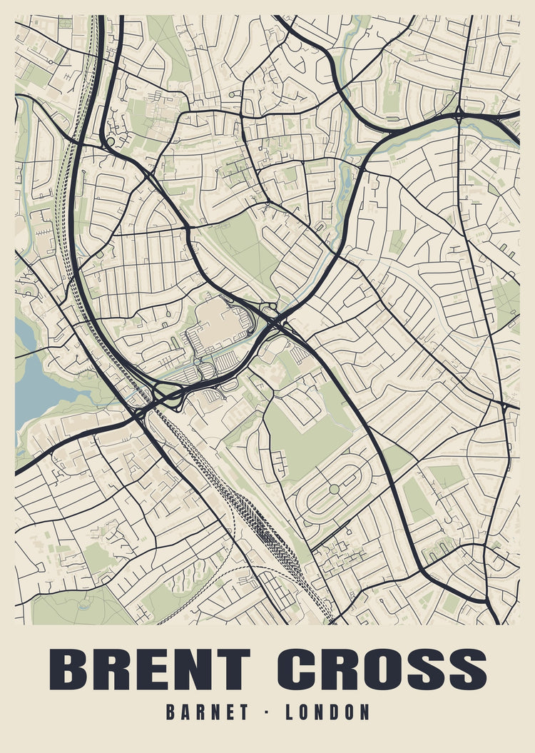 Brent Cross Heritage Street Map Poster